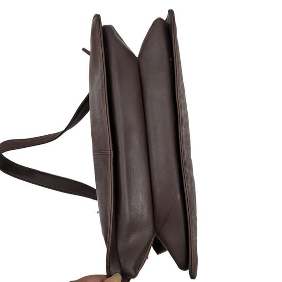 Naturalizer Handbag Leather Artsy Embossed Tiki Shoulder Bag Brown 4 Pocket Med - Picture 10 of 12